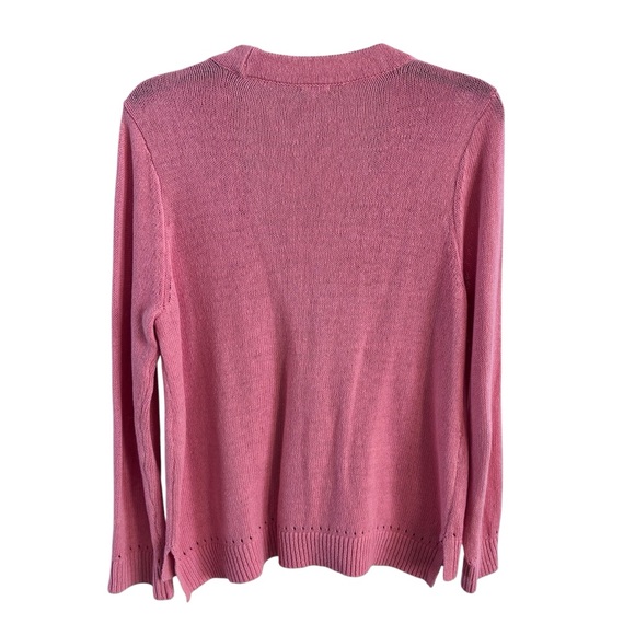 Chico's Women’s Linen Blend Coral Cardigan Sweater Sz 1 - Picture 3 of 10
